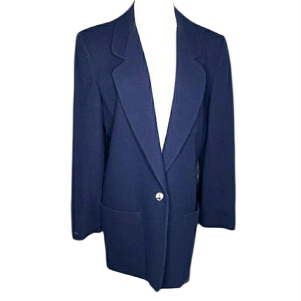 Vtg Pure New Wool Blazer Preppy Academia Nautical 1 Button Close Giorgio Sant An